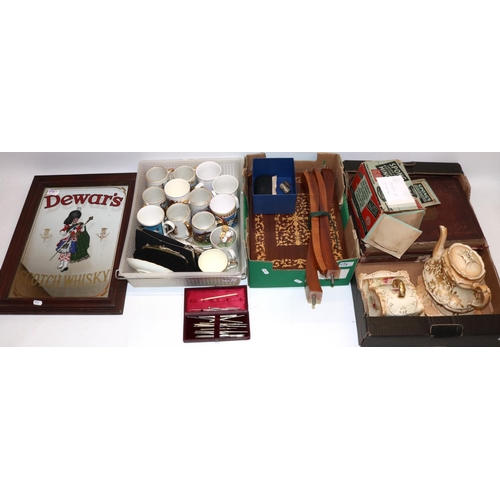 494 - Various collectables, incl. a Dewar's Scotch Whisky advertising mirror, various ceramics incl. tea p... 