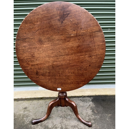 582 - George 111 mahogany tripod table, circular snap top on vase turned column, top D83cm