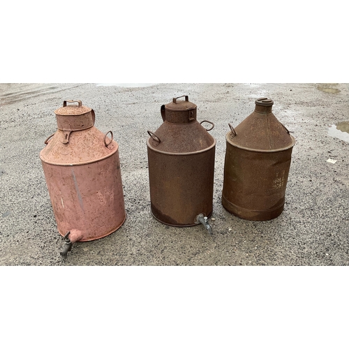 1257 - North eastern railways paraffin dispenser and two similar paraffin dispensers (3) 
Max height 69cm