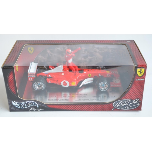 158 - Boxed Hot Wheels Racing series 1/18 scale diecast Michael Schumacher Ferrari F1 car (item no 54614) ... 