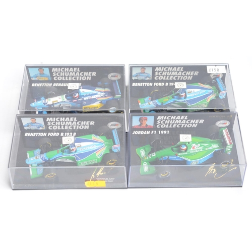 169 - Four 1/43 scale Minichamps/Paul's Model Art diecast Formula 1 Michael Schumacher Collection car mode... 