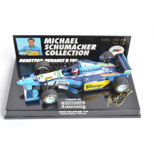 169 - Four 1/43 scale Minichamps/Paul's Model Art diecast Formula 1 Michael Schumacher Collection car mode... 