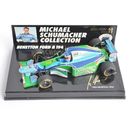 169 - Four 1/43 scale Minichamps/Paul's Model Art diecast Formula 1 Michael Schumacher Collection car mode... 