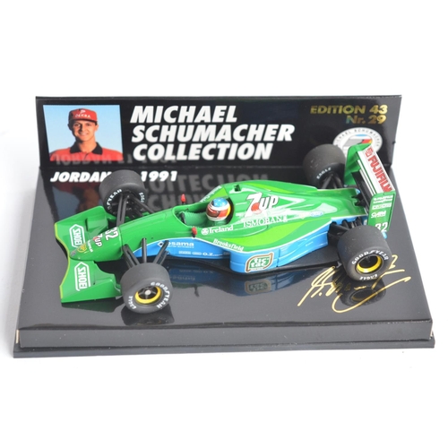 169 - Four 1/43 scale Minichamps/Paul's Model Art diecast Formula 1 Michael Schumacher Collection car mode... 