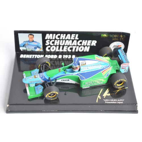 169 - Four 1/43 scale Minichamps/Paul's Model Art diecast Formula 1 Michael Schumacher Collection car mode... 