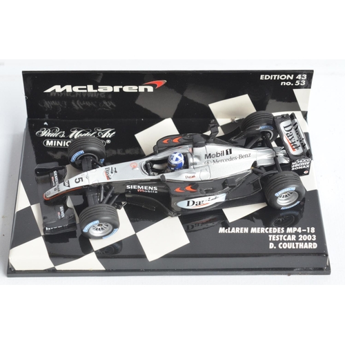 172 - Eight boxed 1/43 scale diecast David Coulthard themed Formula 1 racing car models from Paul's Model ... 