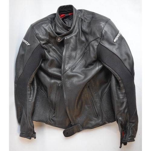187 - Bikers armoured jacket and trousers by Scott Leathers, jacket with detachable inner liner, no size s... 