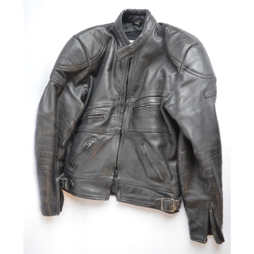 190 - Genuine Belstaff heavy duty leather bikers style jacket, size 46 in excellent supple condition