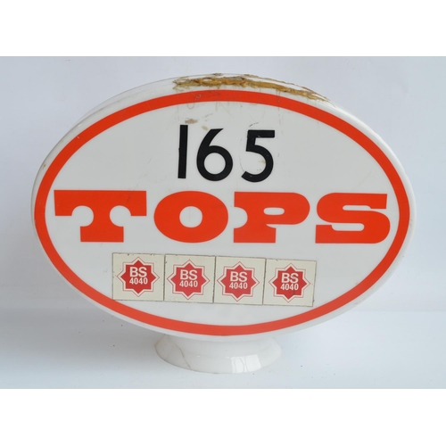 24 - Vintage translucent white plastic Tops petrol globe, damaged/repaired, please refer to photos for co... 