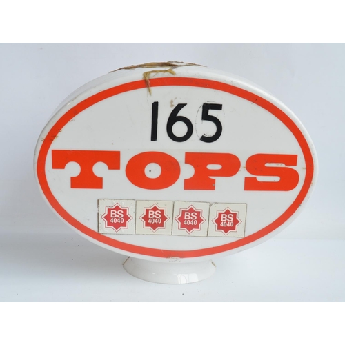 24 - Vintage translucent white plastic Tops petrol globe, damaged/repaired, please refer to photos for co... 
