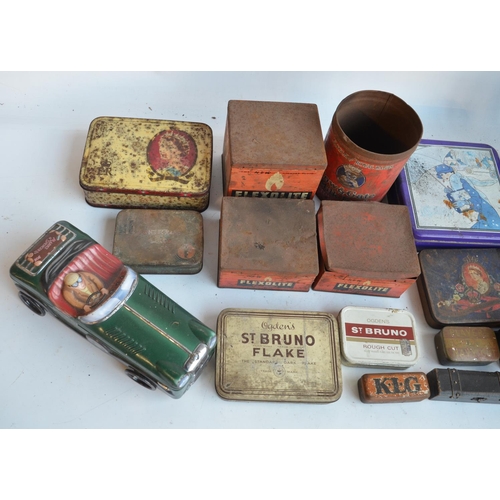 279 - Collection of mostly vintage tins to include Benson's Potato Crisps, OX), Hacks sweets etc, 2 large ... 