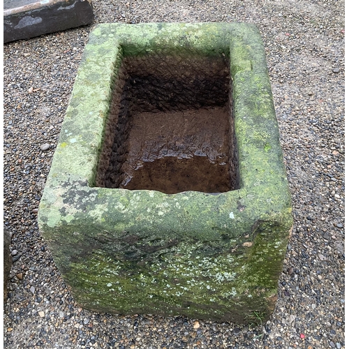 1278 - A sandstone trough dimensions 65 x 46, depth of trough 30cm