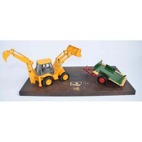 420 - Joal 1/35 diecast JCB 50 Years Commemorative set with 4CX Backhoe Loader and Farm Trailer with mould... 