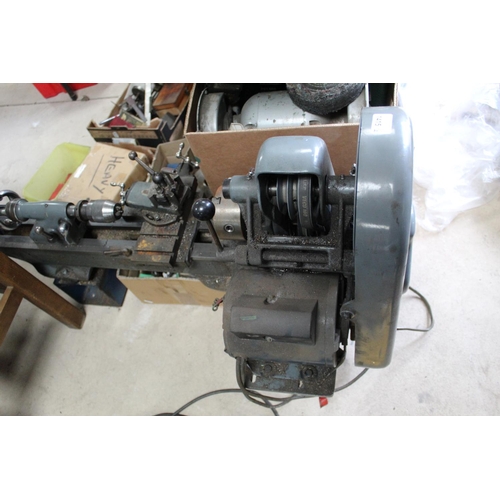 1318 - Myford ML7 metal working lathe with operating instructions and collection of accessories including a... 