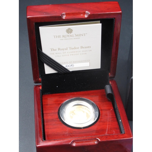 170 - The Royal Mint cased The Royal Tudor Beasts, The Bull of Clarence £25 1/4oz Gold Proof Coin, encapsu... 