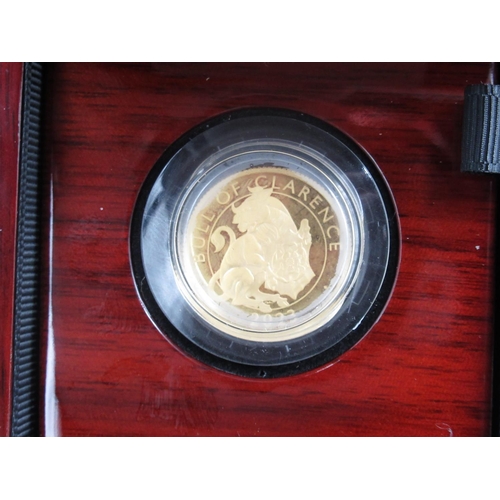 170 - The Royal Mint cased The Royal Tudor Beasts, The Bull of Clarence £25 1/4oz Gold Proof Coin, encapsu... 