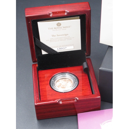 171 - The Royal Mint cased The Sovereign Coronation of King Charles III 2023 Gold Proof Coin, encapsulated... 