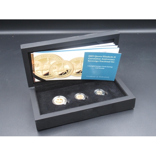 177 - Hattons of London 2023 Queen Elizabeth II Coronation Anniversary Sovereign Fractional Set, including... 