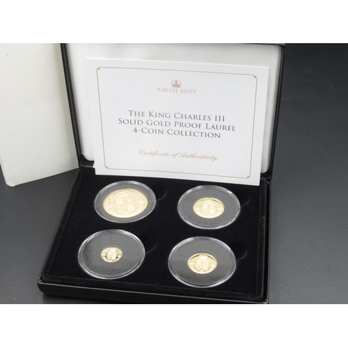 179 - Jubilee Mint 'The King Charles III Solid Gold Proof Laurel 4-Coin Collection', country of issue Tris... 