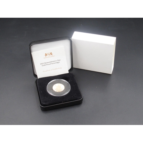 180 - Harrington & Byrne 2023 Remembrance Day Gold Proof Sovereign, country of issue Ascension Island, wit... 