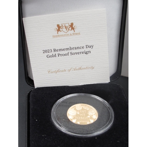 180 - Harrington & Byrne 2023 Remembrance Day Gold Proof Sovereign, country of issue Ascension Island, wit... 