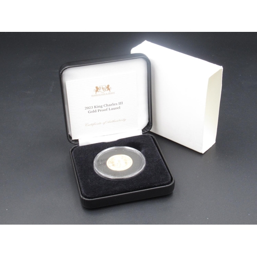 181 - Harrington & Byrne 2023 King Charles III Gold Proof Laurel, country of issue Tristan da Cunha, with ... 