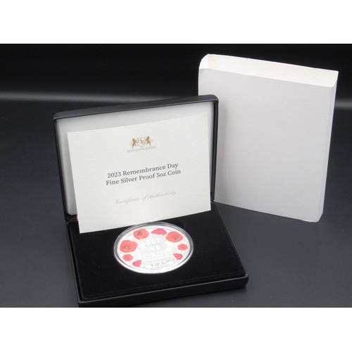 185 - Harrington & Byrne 2023 Remembrance Day Fine Silver Proof 5oz Coin, Ascension Island, with certifica... 