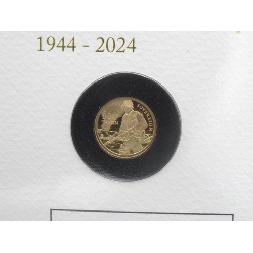 186 - Harrington & Byrne 2024 80th Anniversary of D-Day Hand Painted Gold Proof Sovereign Coin Cover, limi... 