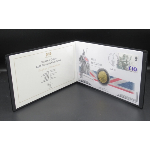 190 - Harrington & Byrne 2024 One Ounce Gold Britannia Coin Cover, limited edition 2/10, with certificate,... 