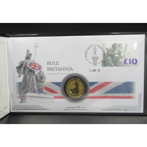 190 - Harrington & Byrne 2024 One Ounce Gold Britannia Coin Cover, limited edition 2/10, with certificate,... 