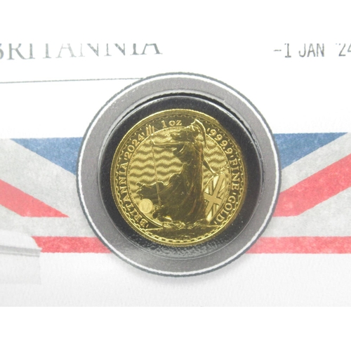 190 - Harrington & Byrne 2024 One Ounce Gold Britannia Coin Cover, limited edition 2/10, with certificate,... 