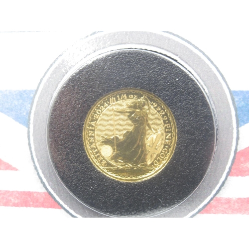 191 - Harrington & Byrne 2024 Quarter Ounce Gold Britannia Coin Cover, limited edition 45/50, with certifi... 