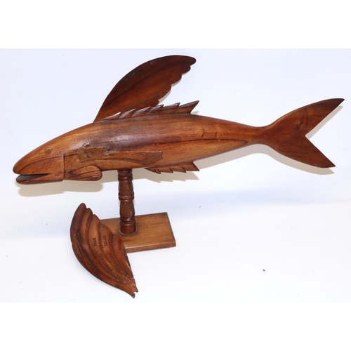 155 - Pitcairn Island flying fish, of carved hardwood with inlaid eyes and inscribed to wings ''Souvenir f... 