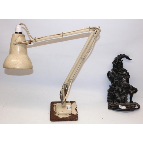 243 - Anglepoise 1227 desk lamp, and a cast iron door porter in the form of a jester, H32cm, both A/F