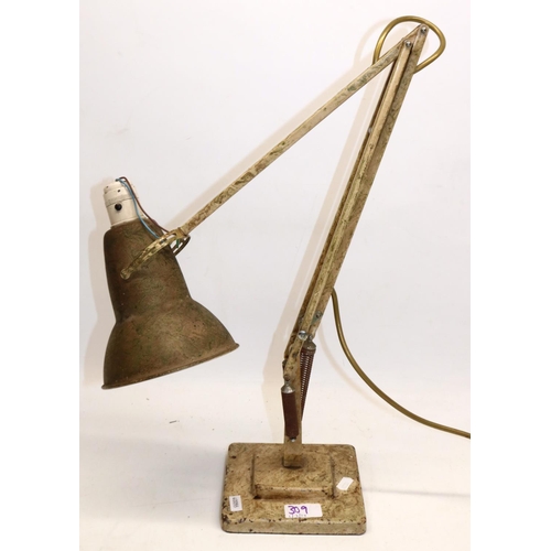 309 - Herbert Terry & Sons Ltd; Redditch 'anglepoise' lamp in cream marbled finish on stepped base, makers... 