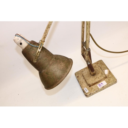 309 - Herbert Terry & Sons Ltd; Redditch 'anglepoise' lamp in cream marbled finish on stepped base, makers... 