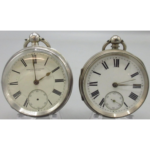 217 - Gregory Marshall Rotherham - silver key wound pocket watch,  white enamel Roman dial with subsidiary... 