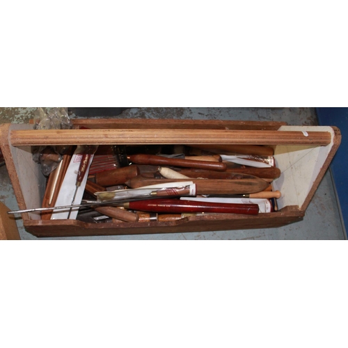 1325 - Very large collection of woodworking chisels, joiners tools and handmade tool carrier