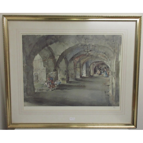 467 - After Sir William Russell Flint (1880-1969); 'Flowers in the Cloister' ltd.ed colour print, 385/580,... 