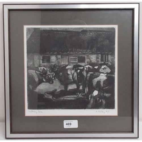 469 - Andrea Bailey (British Contemporary); 'Milking Time' monochrome artists proof etching, signed and ti... 