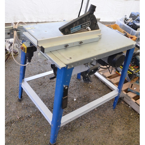 1313 - Scheppach Tiso 5.0 floor standing table saw in used condition, please note plastic saw tilting handl... 