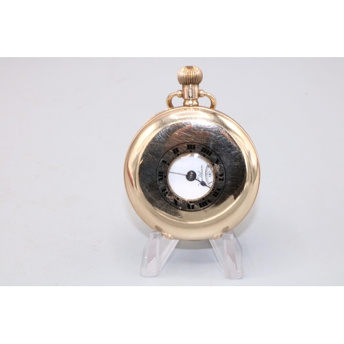 122 - Waltham retailed by G. Werni & Son, Reading - presentation gold half hunter keyless pocket watch, si... 