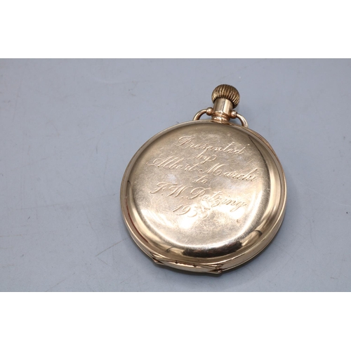 122 - Waltham retailed by G. Werni & Son, Reading - presentation gold half hunter keyless pocket watch, si... 