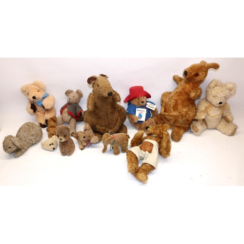 286 - Collection of mid C20th and later soft toys incl. a Hermann mohair elephant, H13cm, etc. (qty)