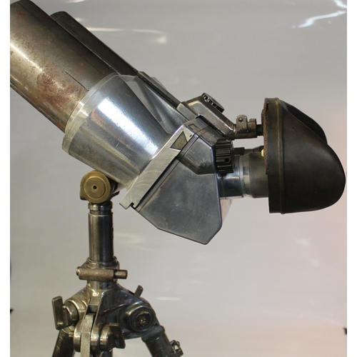 1344 - WWII German Flak Binoculars on steel telescopic tripod, stamped D.F. 10x80, clean lenses, rubber eye... 