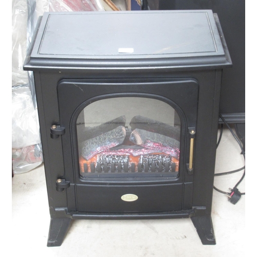 431 - Duplex log burner effect electric heater, W54cm D36cm H68cm