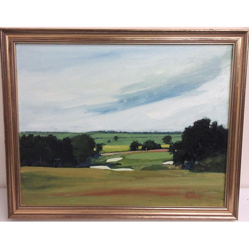 457 - Neville Swaine (British Contemporary); First Tee Alwoodley Golf Club, oil on canvas, signed and date... 