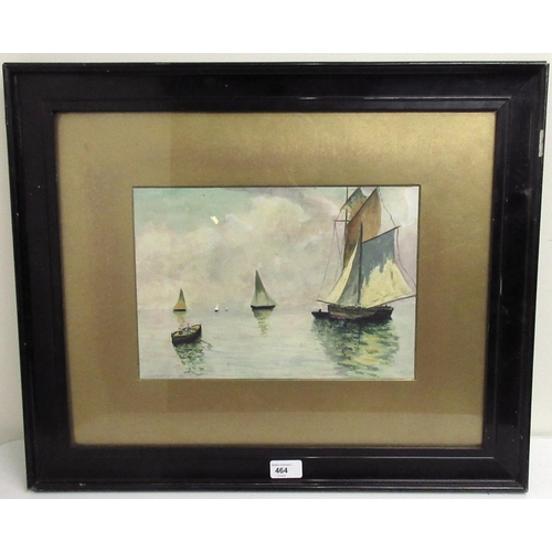 464 - English School (C20th); Fishing and row boats, watercolour, 22cm x 32cm