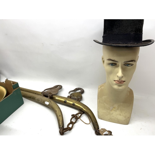 532 - Various collectables, incl. Lichfield Glass sculptures, brass model of a skull, mannequin head, pair... 