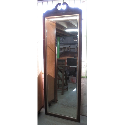 686 - Extremely large mahogany framed rectangular bevelled edged wall mirror 74cm x 212cm